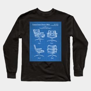 Chair Patent - Office Decor Modernist Design Art - Blueprint Long Sleeve T-Shirt